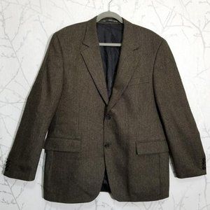 Paul Rosen Brown Herringbone 100% Cashmere Sportcoat Blazer